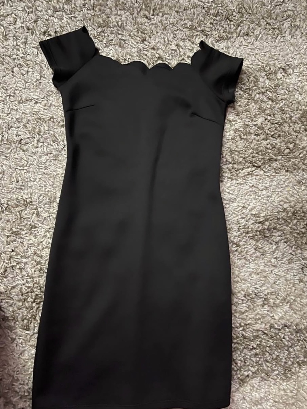 Classic Black Scalloped Neck Sheath Dress